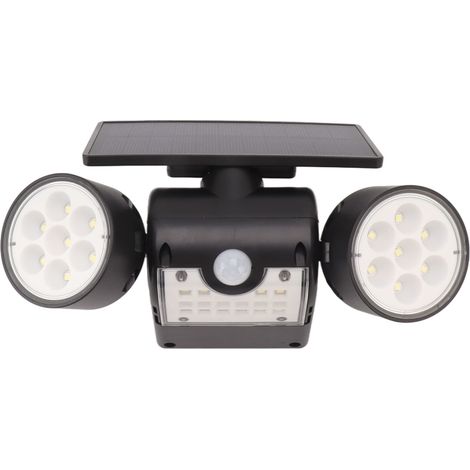 Lampe solaire extérieure à détecteur de mouvement, double tête, 30 LED, pour patio, terrasse, jardin, allée. (1/5)