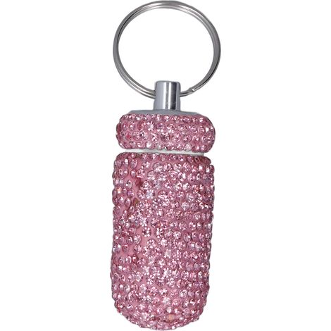 Boîtier de rangement en alliage d'aluminium pour capsules à strass avec porte-clés, portable et rose (1/5)