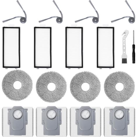 Ersatzteile ZubehörSet für roborock Saros Z70 Saugroboter, 4 HEPA-Filter, 4 Wischtücher, 4 Seitenbürsten, 4 Staubbeutel, 1 Reinigungsbürste, 1 Schraubendreher (1/5)