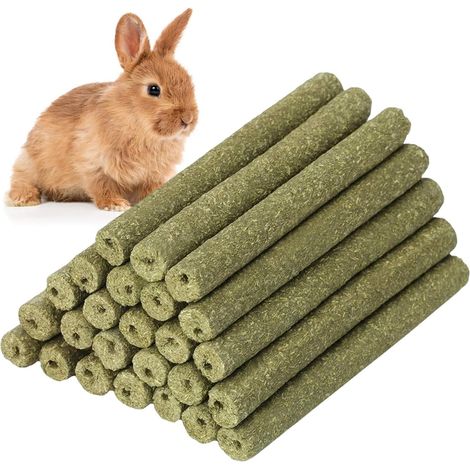 Lapin à Mâcher Jouets,25pcs Bâtonnets Foin Lapin,Jouet Lapins,Jouet Lapins Nain Intérieur,Bâtonnets de Foin Naturel Timothy,pour Rabbit,Chinchillas,Cochon d'Indes,Hamsters (1/5)