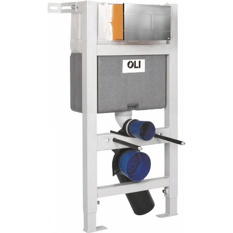 OLI Expert Plus Mechanical Low Height Concealed Cistern with Wall Frame and Slim Polished Chrome Dual Flush Plate with Rectangular Buttons (1/3)