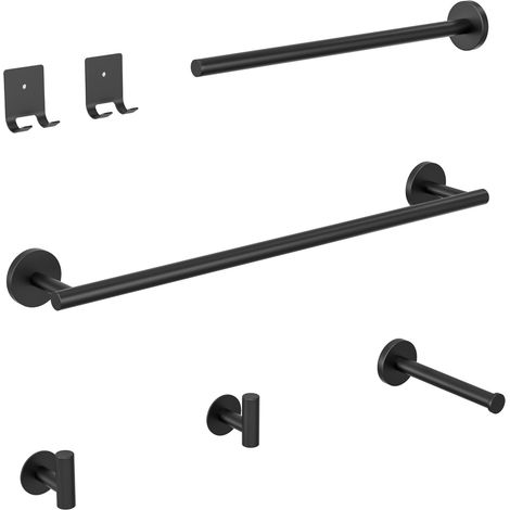 Cecipa MAX Portasciugamani da Parete Nero Porta Carta Igienica da Bagno in Acciaio Inossidabile Set da Appendere per Bagno 4 Pezzi (1/5)