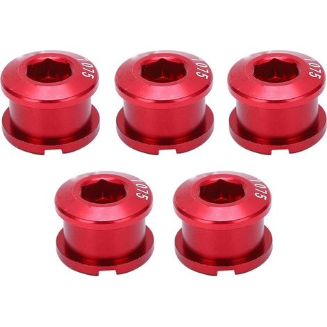 5pcs Boulons de Plateau Simple Écrous de Manivelle en Alliage d'Aluminium Vis de Roue de Chaîne pour VTT Rouge (1/5)