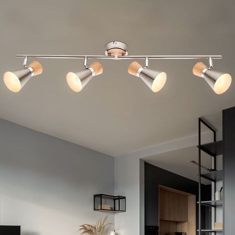 Decken Lampe Balken Strahler Wohn Zimmer Holz Spot Leuchte verstellbar im Set inkl. LED Leuchtmittel