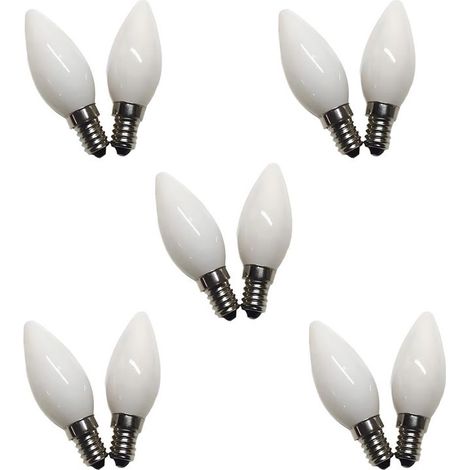 Lot de 10 ampoules LED à filament - Bougie -E12 - Chaude - 3500K,Blanc (1/3)