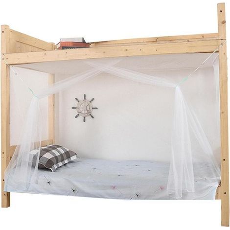 Moskitonetz für Schlafsaal, Etagenbett, quadratisches Moskitonetz für Studentenbett, tragbares Bett, Bettwäschezubehör, Weiß, 90190160 cm—— (1/4)