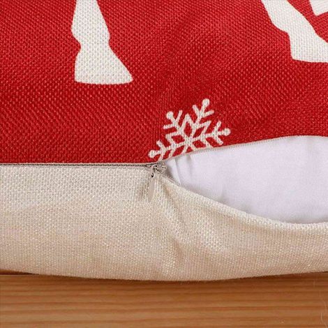 Taie D Oreiller Noel - 45x45 Cm - Motif Renne Arbre Flocon - Decoration Interieure - Lot De 4 (1/5)