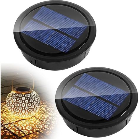 Set mit 2 Ersatz-Solarleuchten (8 cm), passend für die obere Abdeckung, warmweiß, 600 mAh/1,2 V, Schutzart IP54, mit Lichtsteuerung. Geeignet für die Außendekoration. (1/5)