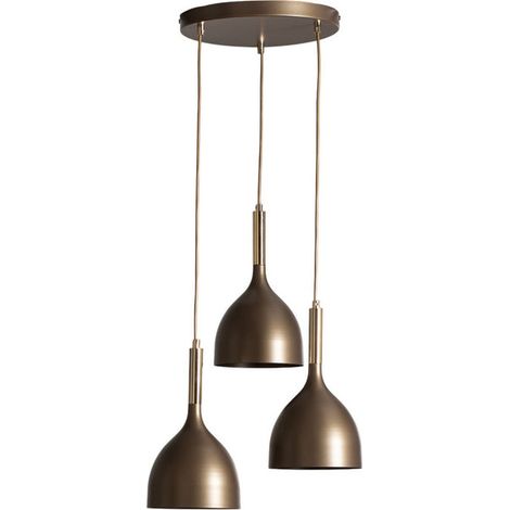 [GEBRAUCHT] B-Ware Noak Hängelampe Pendelleuchte Lampe Stahl 3-flg LED Deckenleuchte titan/gold (1/2)