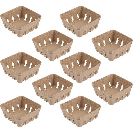Plateau de Rangement Léger et Facile à Déplacer 10pcs en Papier Ondulé Panier à Baies Décoration Naturelle pour Fruits et Légumes pour Salon (1/5)