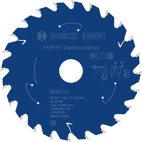 Bosch Wood cordless Circular Saw Blade 120 x 1.8/1.2 x 20 mm T24 2608902137 (1/5)