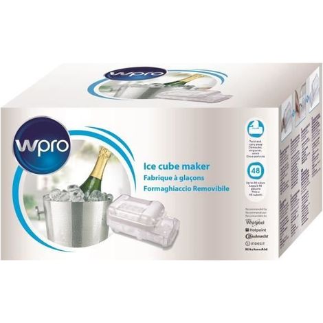 Wpro – Fabrique de glaçons ICM101 – Capacité 48 glaçons – 2 bacs amovibles – Compatible réfrigérateurs 484000001113