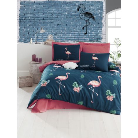 Funda nórdica, funda nórdica, ropa de cama Set Dark Azul Rosa Verde