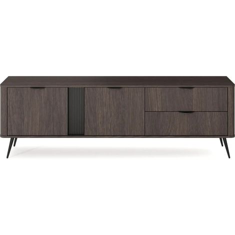SELENA - Meuble TV 195cm -bois de chêne - Chêne foncé (1/5)