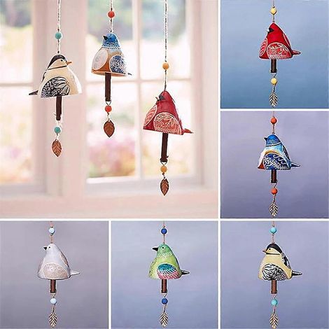 Carillon à vent suspendu en résine, motif chant d'oiseau mésange (1/5)