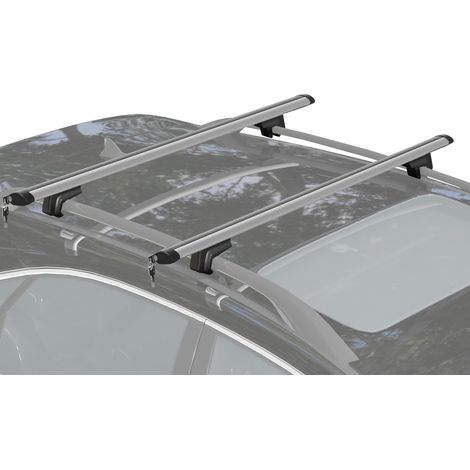 Barres de toit pour voiture 75 kg avec serrure et clés de sécurité, aluminium et ABS, 135,3 x 5,7 x 7 cm, argent (1/5)