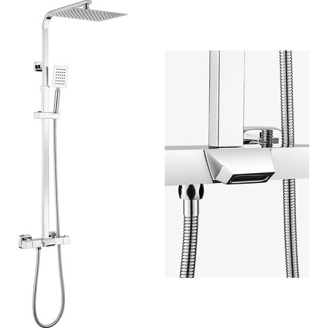 Sistema de ducha con termostato de 3 funciones, ducha de lluvia con grifería de ducha, alcachofa de ducha, set de ducha, alcachofa de ducha, ducha de mano, barra de ducha para baño/bañera (1/5)