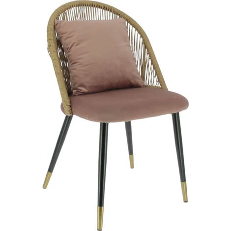 Chaise BALI en velours style naturel pour intérieur