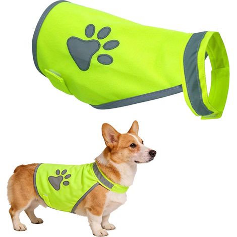 2 Pièces Gilet de Sécurité Réfléchissant pour Chien, Gilet Jaune Ajustable Chien, Haute Visibilité Veste Réfléchissant Vest de Sécurité Veste d'animal de Compagnie pour Jour et de Nuit (M) (1/5)