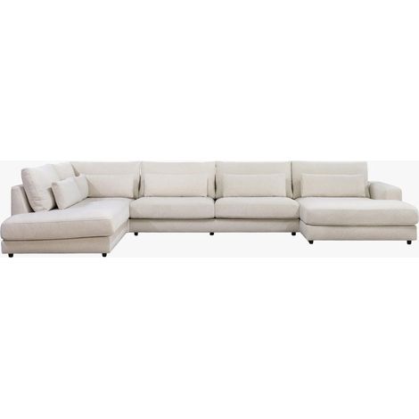 HILONA U Canapé panoramique tissu beige - Angle droit (1/5)