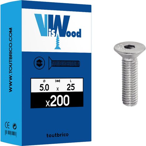 200 vis 6 pans creux 5 X 25mm FHC 10.9 zingué - Viswood
