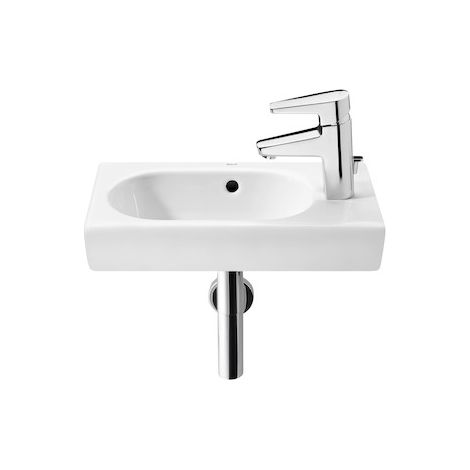 Roca – Vasque suspendue carrée en porcelaine 450x250 mm – Installation murale – Lavabo compact pour petites salles de bains – Kit de fixation inclus (1/3)