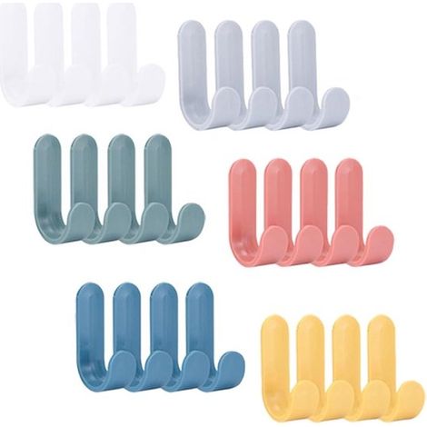 24 piezas, ganchos autoadhesivos para colgar, ganchos para bolsos, ganchos para abrigos, 6 colores, 63.2cm, ABS, ganchos de cocina, ganchos de baño, ganchos adhesivos, pared (1/5)