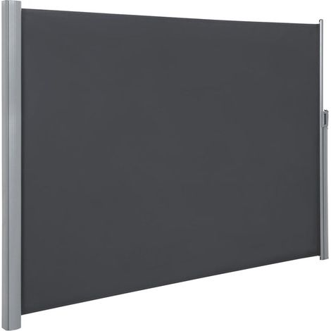 Toldo lateral para balcón y terraza parasol separador de ambientes protección de la privacidad 180 x 400 cm gris oscuro 120001845 (1/4)