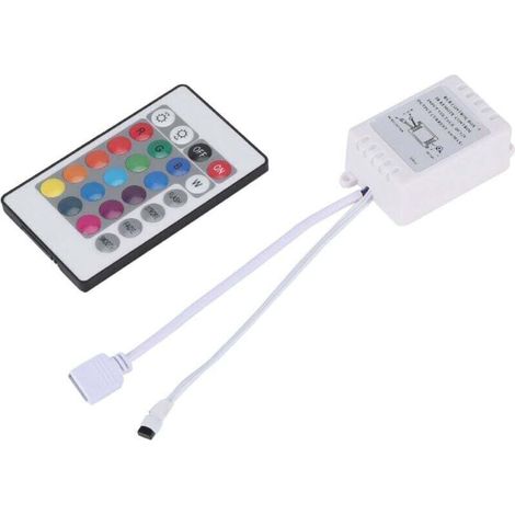 Controleur Led Rgb - 12 V - Pour Bandes Led Rgb Anode Commune - 24 Touches - 4 Programmes - 16 Couleurs - 1 Unite (1/4)