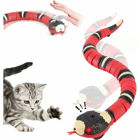 Giocattolo interattivo per gatti, serpente con sensore intelligente, in movimento, ricaricabile, rileva automaticamente ostacoli e vie di fuga
