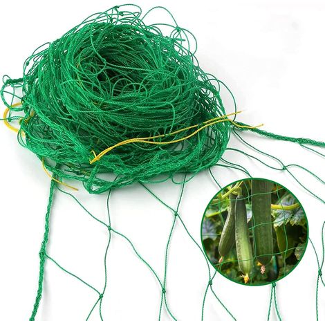 Filet à Plantes Grimpantes - 1 Pièce - Nylon Vert - Support Potager Robuste - Tomates Concombres Pois - 1,8x1,8 Mètres (1/5)
