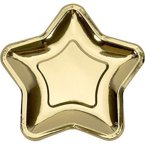 Assiettes En Forme D Étoile - En Papier - Doré - 18 Cm - Pour Fêtes D Anniversaire Et De Noël - 10 Pièces (1/5)