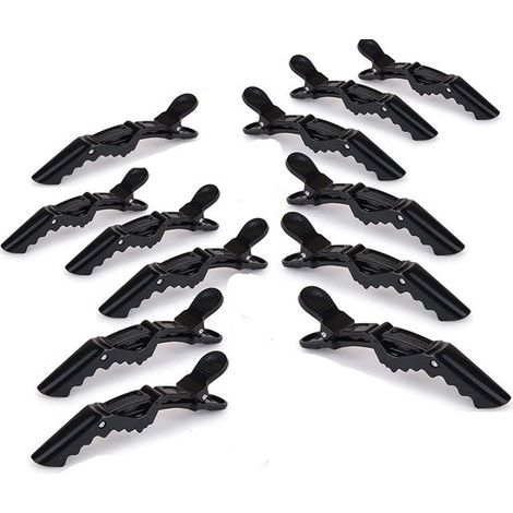 Pinzas para el cabello de peluquería - 12 unidades - Pinza grande - Horquillas planas - Antideslizantes - Pinza resistente de cuello plano - Horquilla - Pinzas para el cabello de mujer - Premium (1/5)