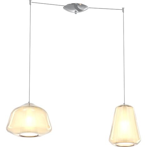 SOSPENSIONE CROMO 2 LUCI SPOSTABILE VETRI ALPHA + GAMMA AMBRA 1176CR-S2 S AG-AM