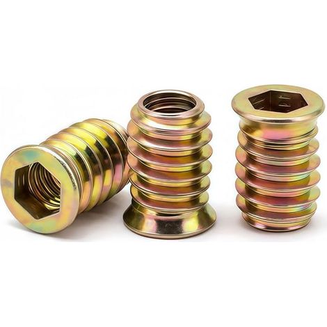M8 Insert Fileté Bois, écrous à Visser M8 X 15mm Manchons à Visser Galvanisés écrou Hexagonal Fileté pour Meubles en Bois, 20 Pièces (1/5)
