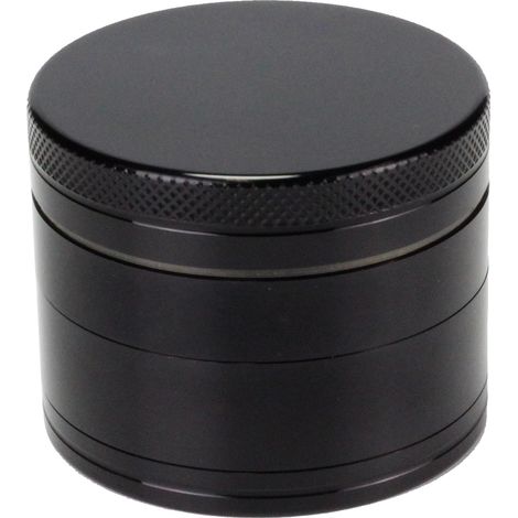 Grinder en Métal, Broyeur à Epices et à Condiments, 100% Aluminium, 4 Pièces, Noir, 50 mm