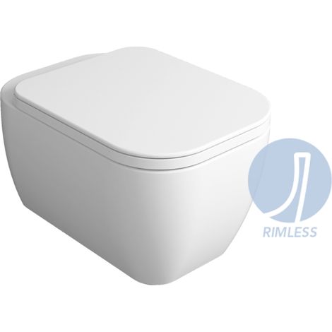 Vaso sospeso bianco lucido henges he18 rimless con fissaggio senza coprivaso (1/5)