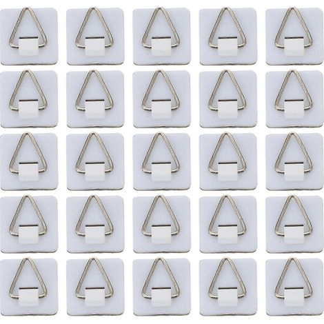 50 crochets muraux triangulaires sans perçage pour cadres photo (blancs) (1/5)