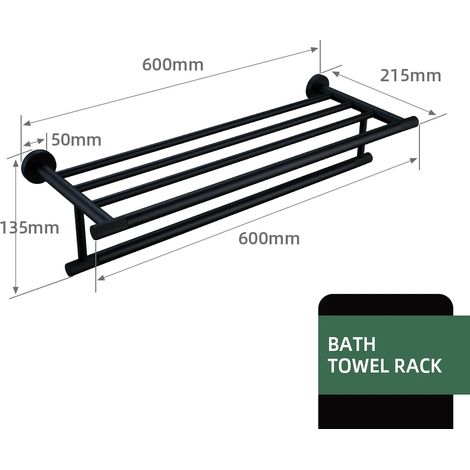 (Porte-serviettes - 60) Accessoires de salle de bain noirs, kit en laiton moleté, porte-papier toilette, étagère, porte-serviettes simple, crochet pour brosse de toilette (1/5)