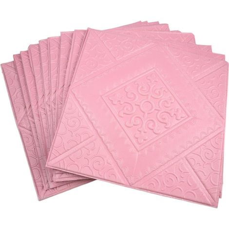 JSSEVN-Lot de 10 autocollants muraux 3D en mousse imperméable avec forte adhérence et isolation phonique pour salon, chambre à coucher, cuisine (1/5)