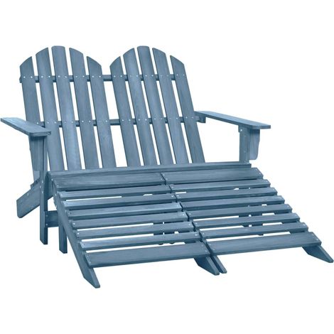 Adirondack-Gartenbank 2-Sitzer mit Fußteil Tannenholz Blau