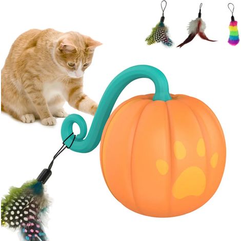 Juguete inteligente con bola rodante automática para gatos con resorte, juguete interactivo eléctrico USB para jugar en interiores, 5,9 cm, naranja