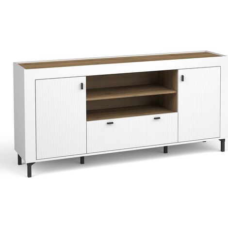 Cómoda Mormavu 110, Mate blanco, Con cajones y puertas, Número de cajones: 0, 84x177x40cm
