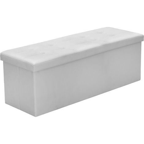 SWANEW Sedute sgabello pieghevole scatola di stoccaggio sedile sedile cubi di sedile 110x38x38 cm bianco (1/5)