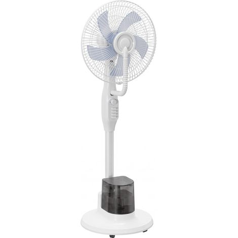 Ventilateur brumisateur 90 W, oscillation à 70°, 3 vitesses, 5 pales, réservoir d'eau de 3,5 L, 5 roues, blanc (1/5)