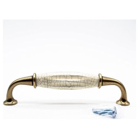 Poignee de Meuble Vintage 4 Poignée Meuble Vintage Laiton Vieilli 144 35mm Zinc-Aluminium et Porcelaine Poignée pour Poignee de Meuble Cuisine, Poignée de Porte, Tiroir (1/5)