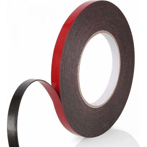 Extra Strong Double Sided Tape, 1 Roll (10MM10M) Black PE Foam Red Film Waterproof and Ultra High Temperature Resistant Mounting Tape for Car Fixing Home and Office (1/4)