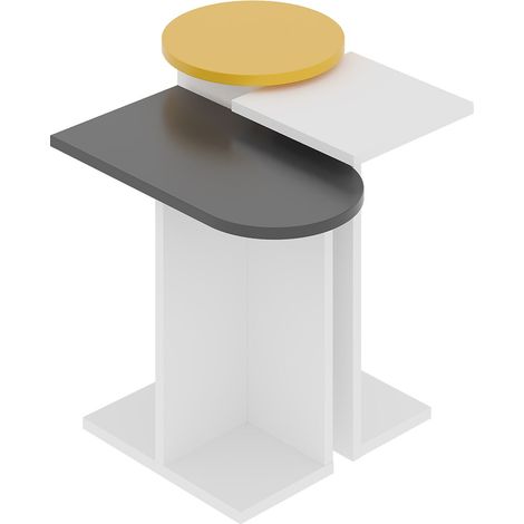 Decortie Mund Moderner Beistelltisch Weiß Anthrazit Grau Senf Mehrzweck mit Kreativität H 46cm (1/2)