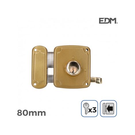 Cerradura de sobreponer EDM 85265 Dorado Acero 80 x 94 mm Sobreponer