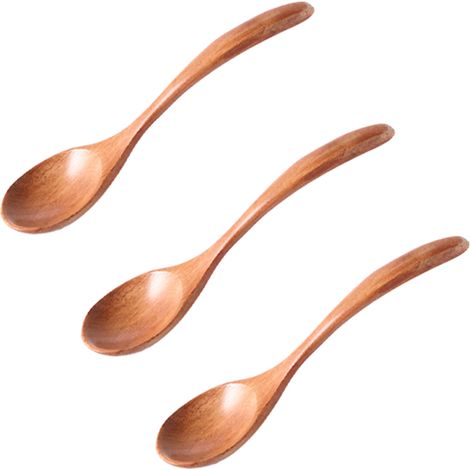 Cuillère En Bois - Manche Long - Pour Riz Et Dessert - Lot De 3 (1/5)